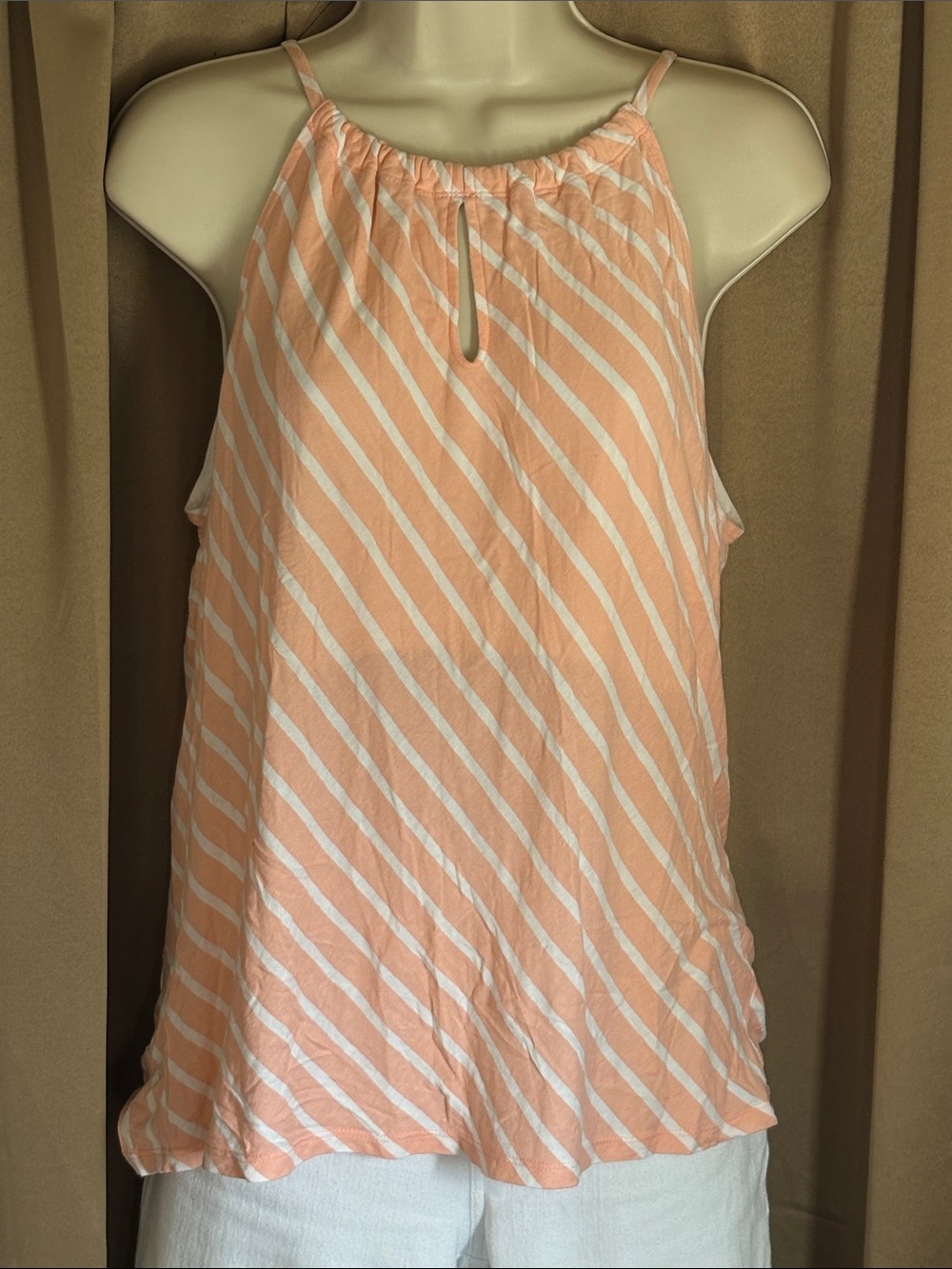 New York & Company Peach and White Striped Camisole